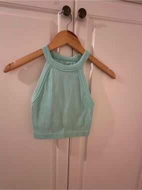aerie Ribbed Halter Crop Top - Mint